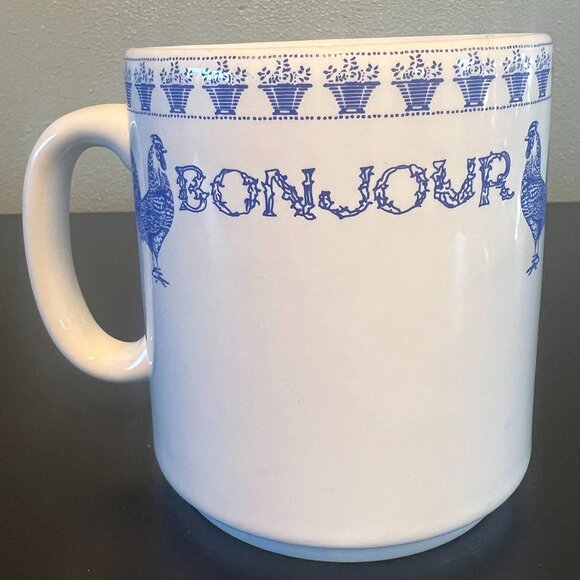 PARIS JE T’ AIME (PARIS I LOVE YOU) BONJOUR Blue Rooster Coffee Mug - Picture 6 of 15
